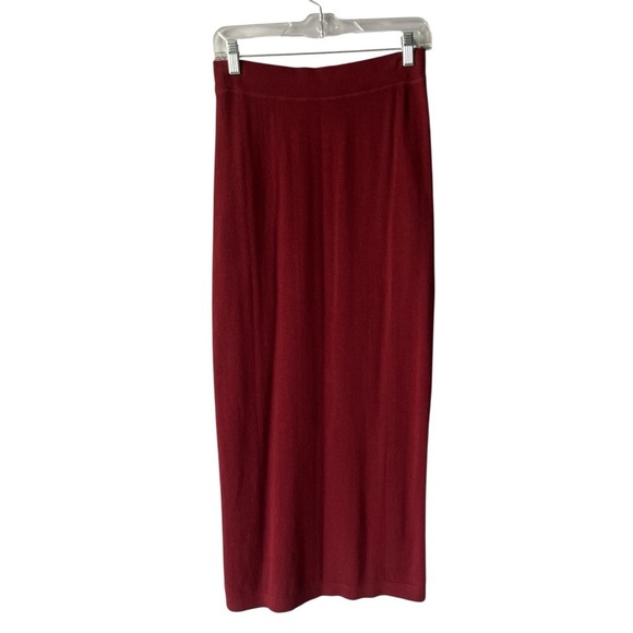 Peruvian Connection D'orsay Pima Cotton Maxi Skirt With Pockets/Slits S Maroon - Picture 7 of 10